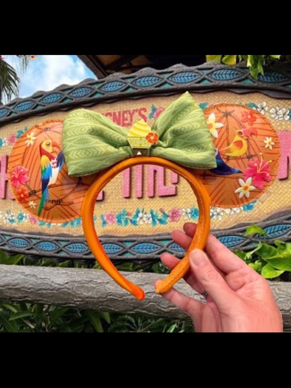 Disney Enchanted Tiki Room Minnie Ear Headband Ft. Dole Whip